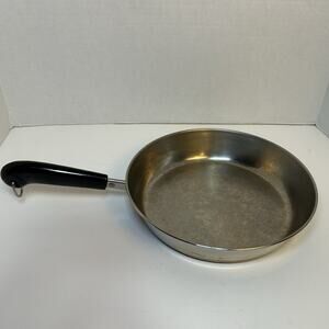 Vintage Revere Ware 10" Skillet Fry Saute Pan Copper Bottom SS 1801 with Lid
